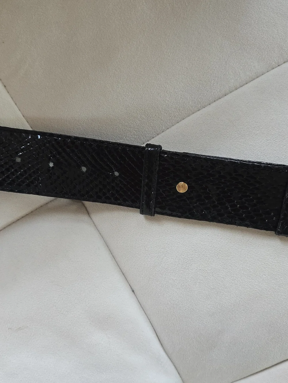 Authentic Vintage 80s Snakeskin Belt – Gold Tone Clasp